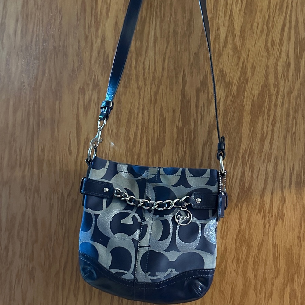 Coach Navy and Silver Crossbody Bag